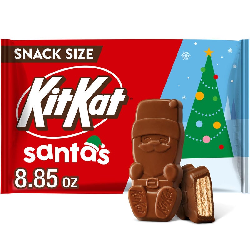 KIT KAT Milk Chocolate Wafer Snack Size Santas, Christmas Candy Bag, 8.85 oz - Image 1